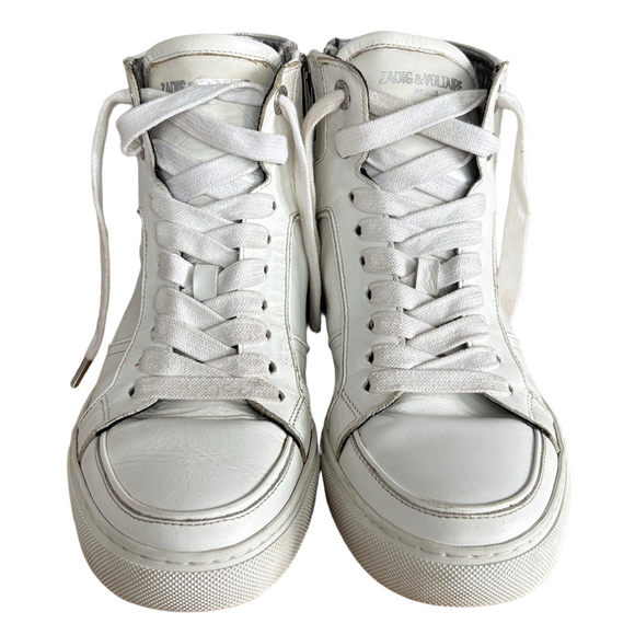 Zadig & Voltaire Women's White Leather ZV1747 Flash High-Top Sneakers size 7/37 - Picture 3 of 12